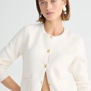 J. Crew Emilie sweater lady jacket  Cream with Gold Buttons